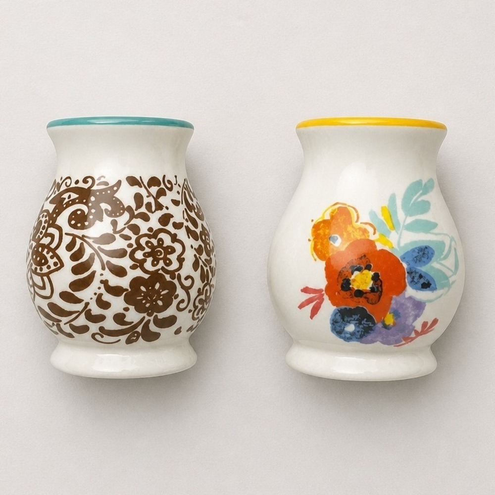 Salt‎ and Pepper Shakers Set OS Multicolor Floral Damask Ceramic Pioneer Woman